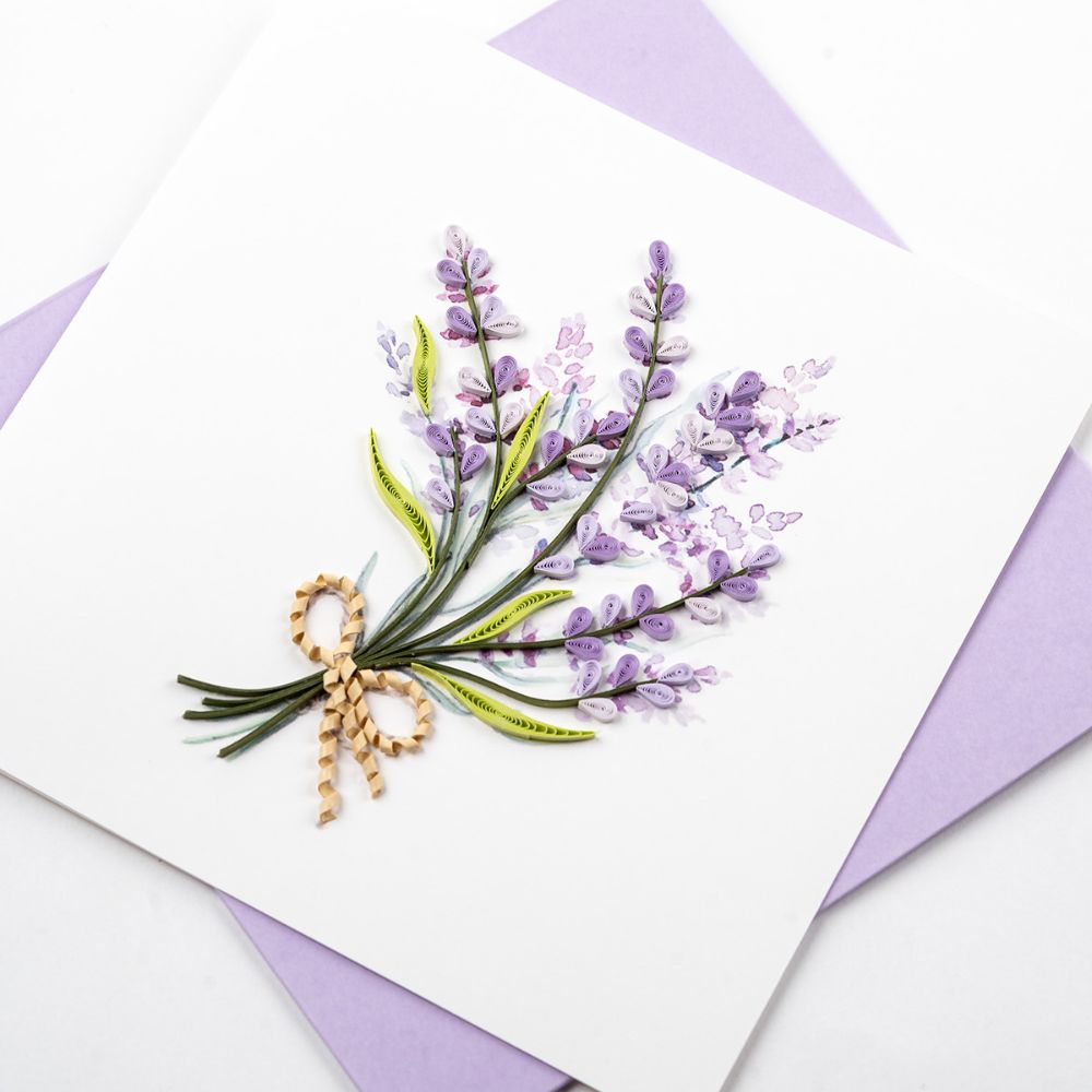 Lavender Bunch Quilled Greeting Card