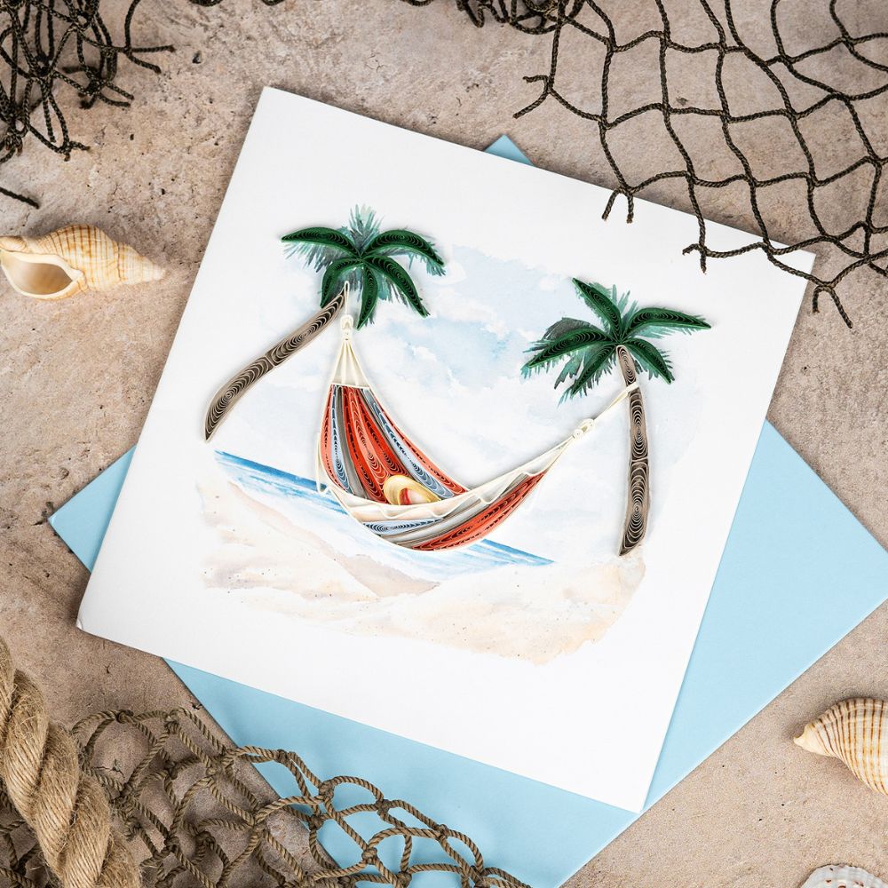 Beach Hammock Quilled Greeting Card