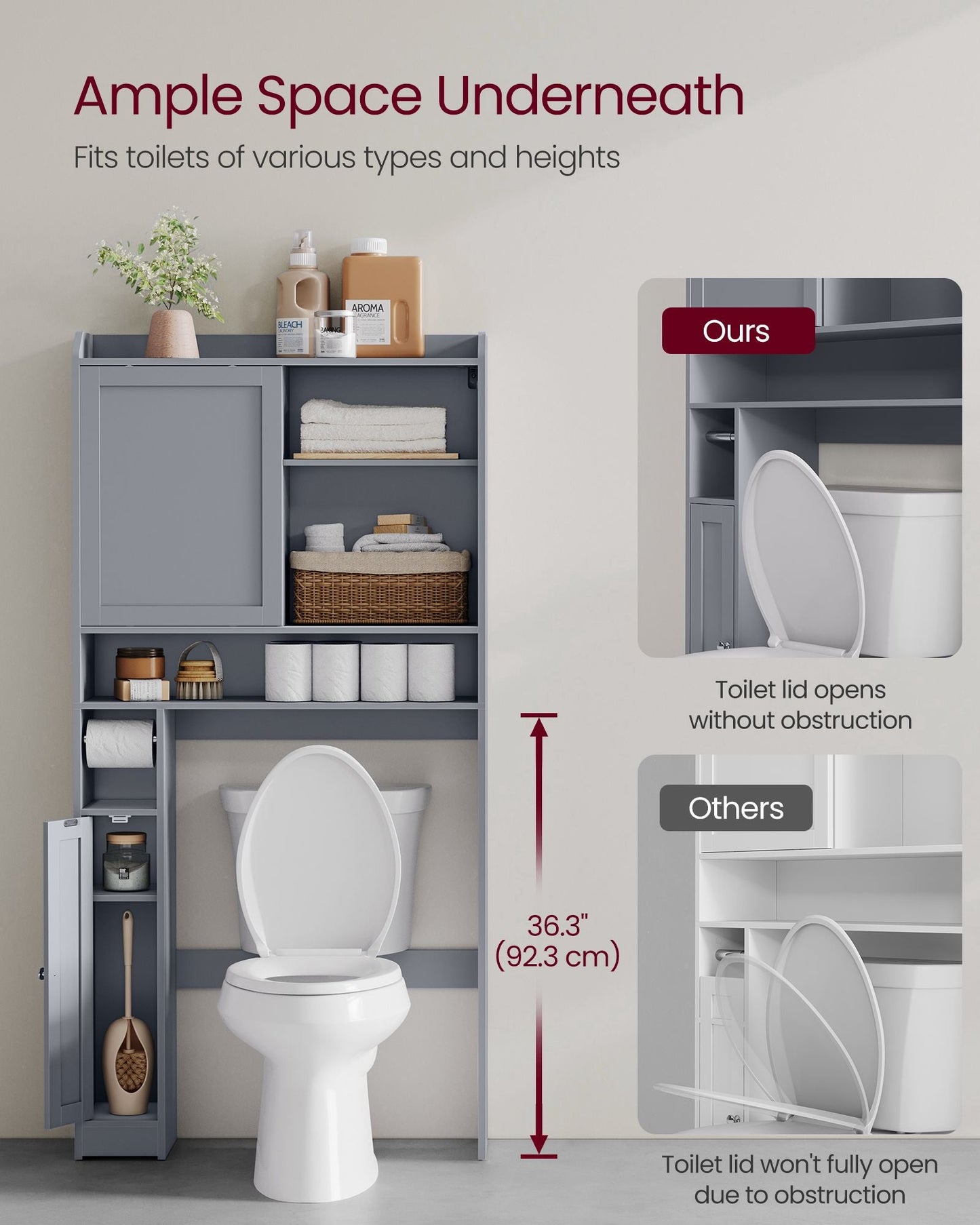 Over the Toilet Storage Shelf with Sliding Door
