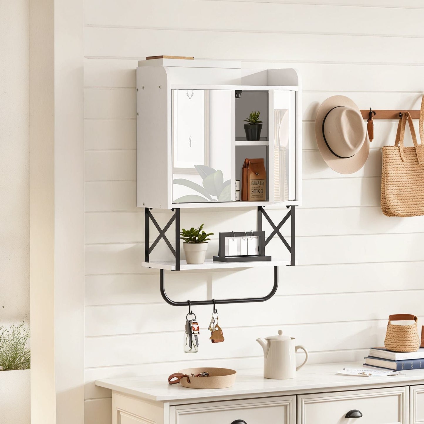 medicine wall cabinet with mirror - white