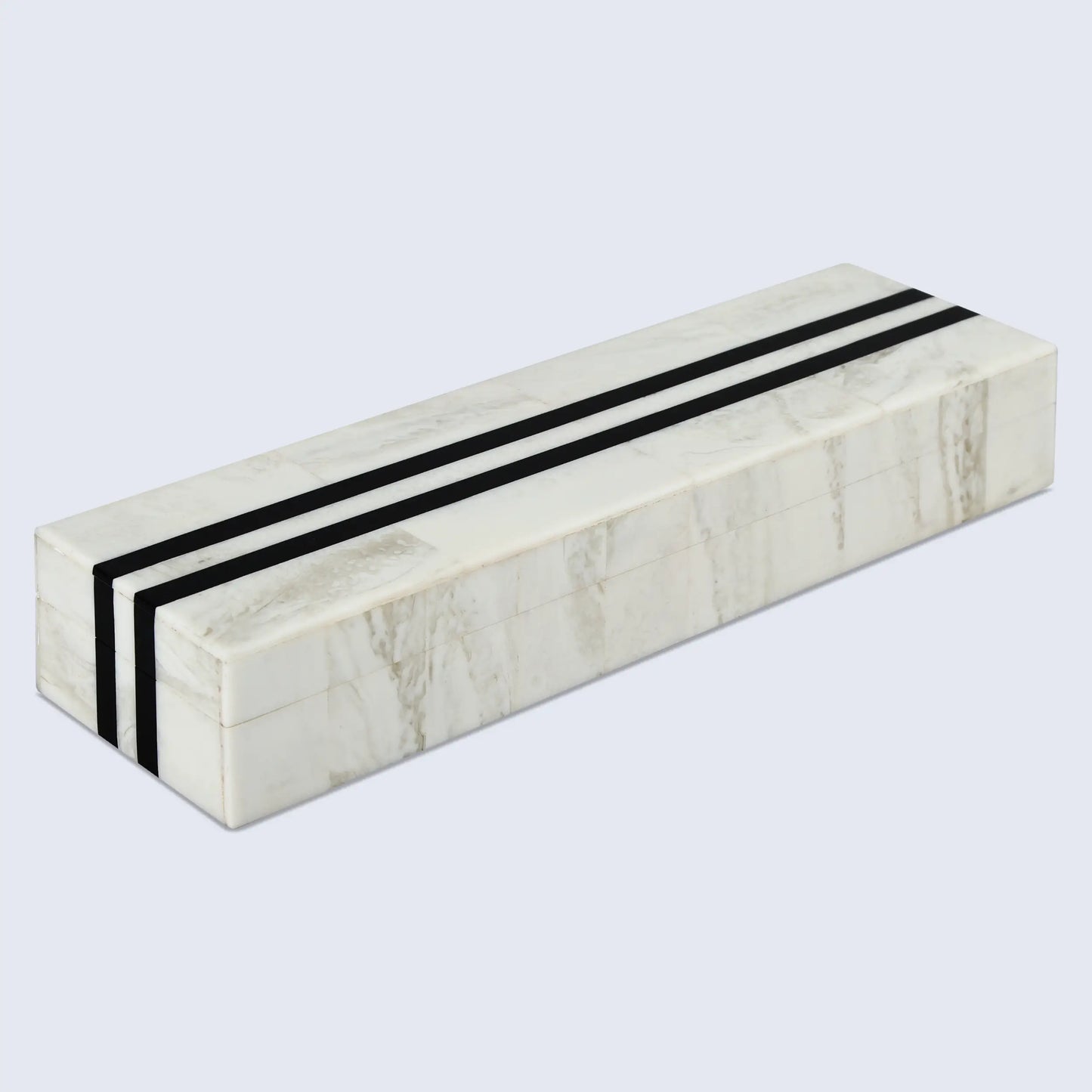 Mono Sprint Pattern Decorative Storage Box, Bone & Resin Inlay in 7 Sizes, Black-White