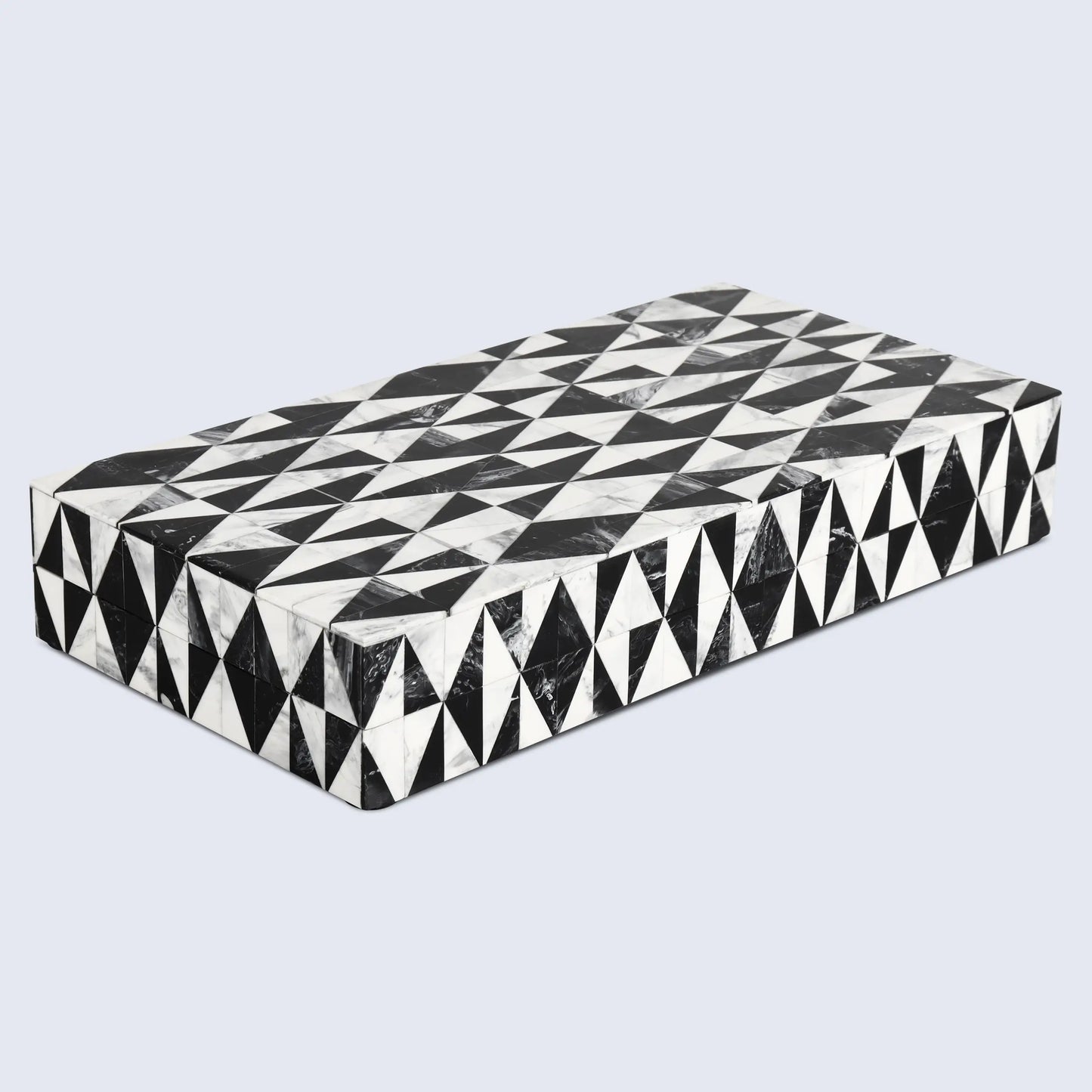 Medley Harlequin Pattern Decorative Storage Box, Resin Inlay in 7 Sizes, Black & White