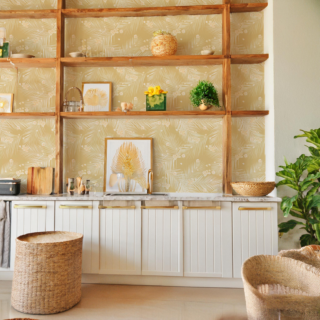 Palm Petal Wallpaper, lemon