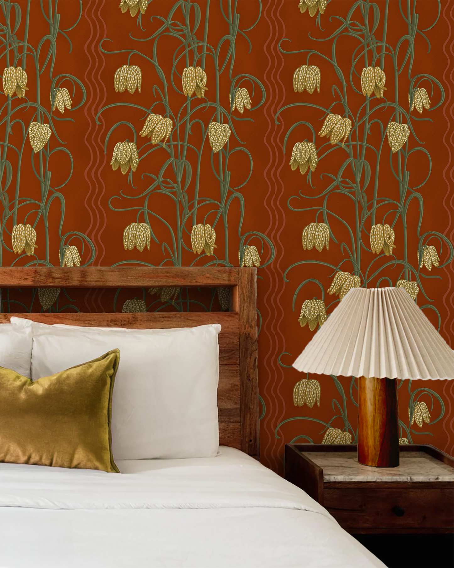 Campanas Wallpaper, rust and yellow