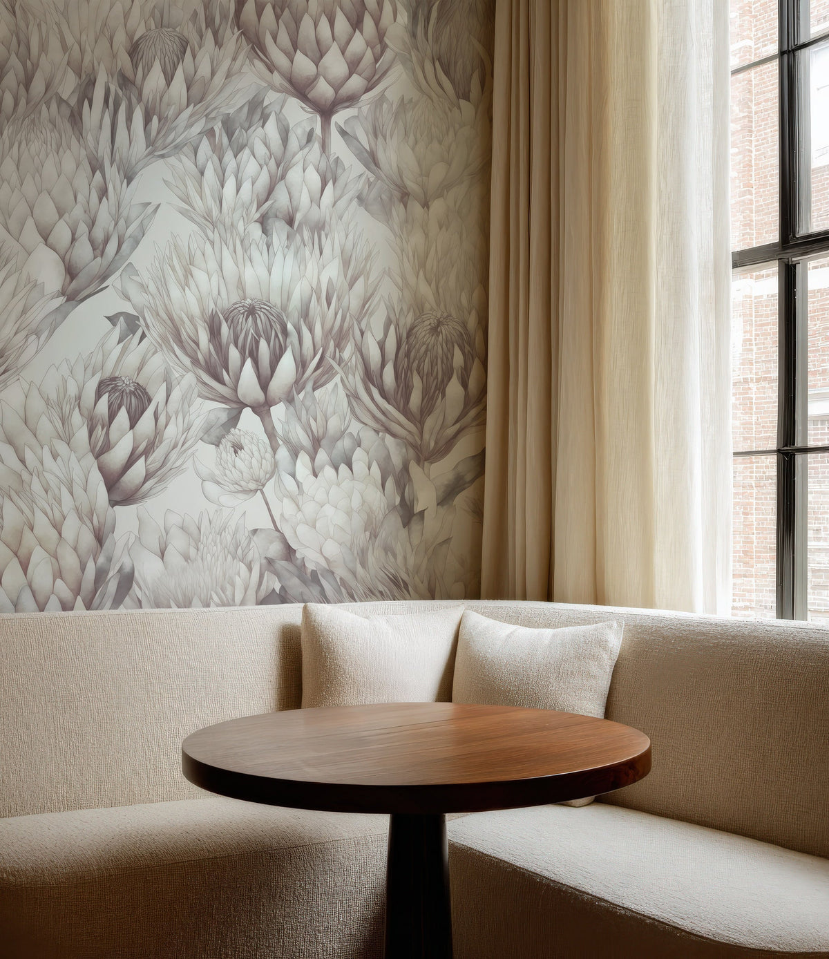 Vintage Protea Flowers Botanical Wall Mural