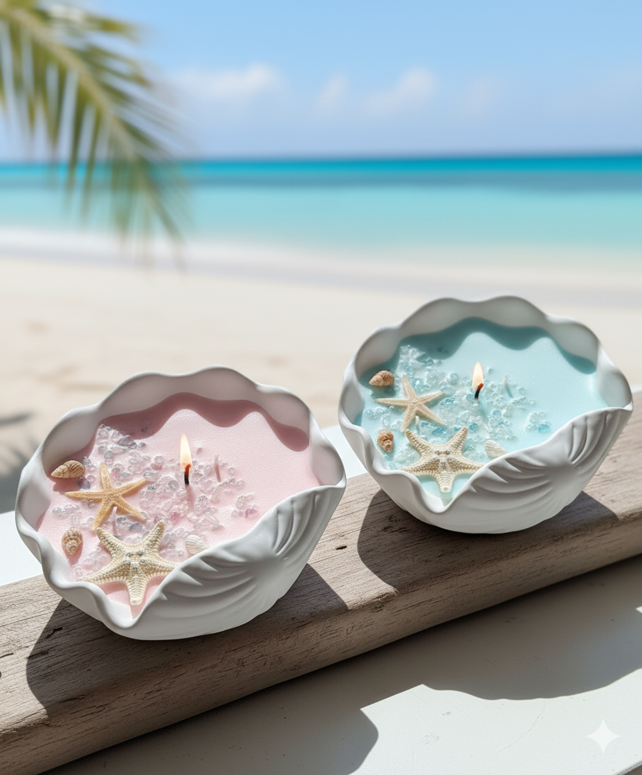 Ocean’s Whisper – Large Hand-Poured Soy Candle with Coastal Scent