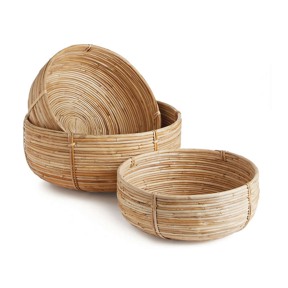 Boho Round Cane Rattan Nesting Bowls (Set of 3)