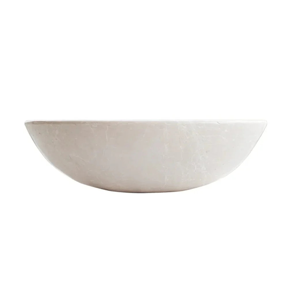 Botticino Marble Natural Stone Oval Shape Above Vanity Vessel Sink Honed (W)16" (L)20.5" (H)6"