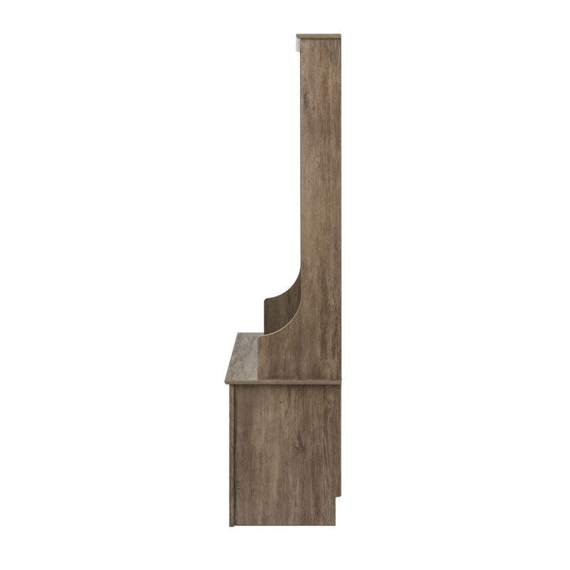 Profile view of Grey Entryway Hall Tree Shoe Cubbies Coat Rack showcasing its sleek design and compact storage features.
