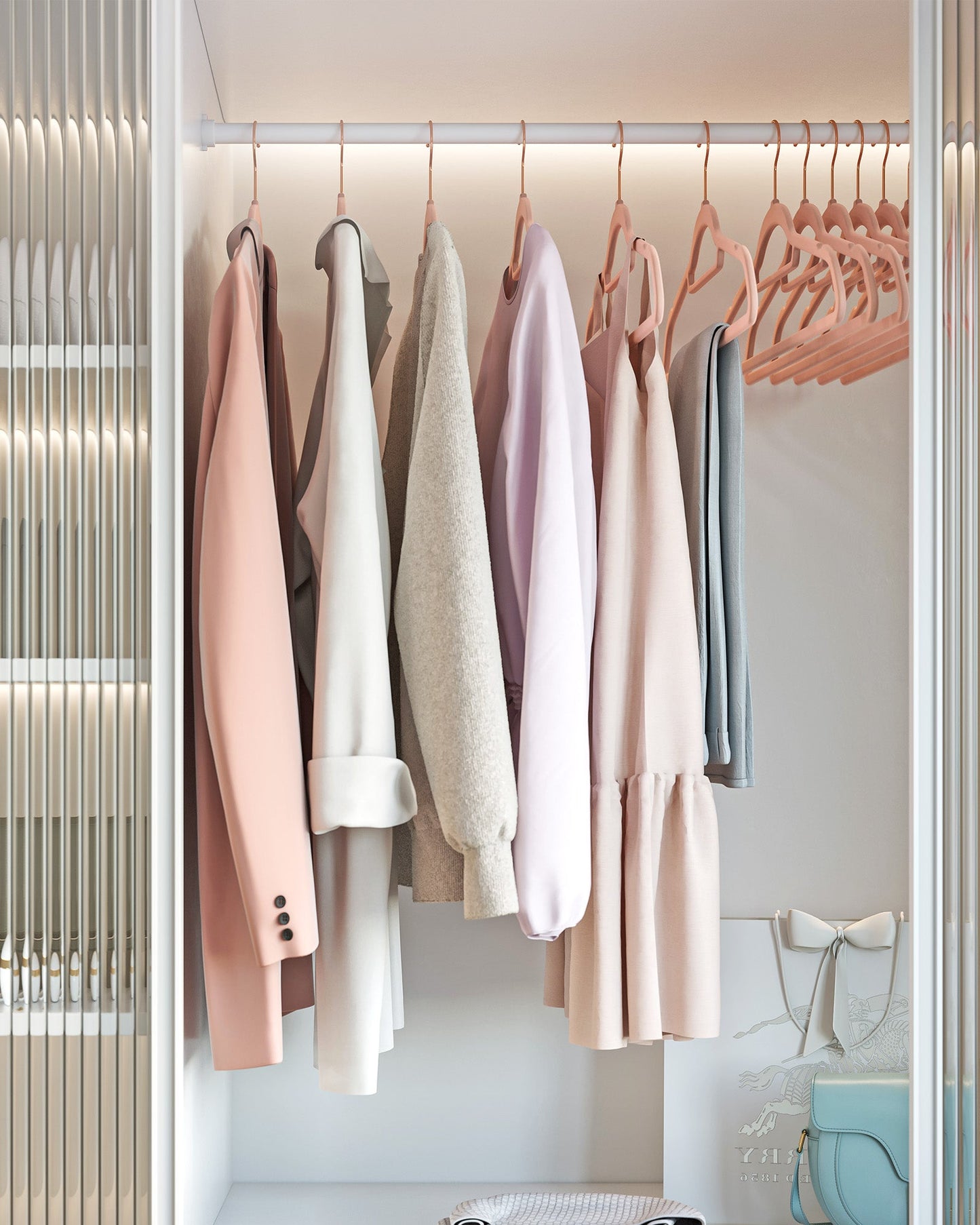 Set of 60 Clothes Hanger with Rose Gold Swivel Hook