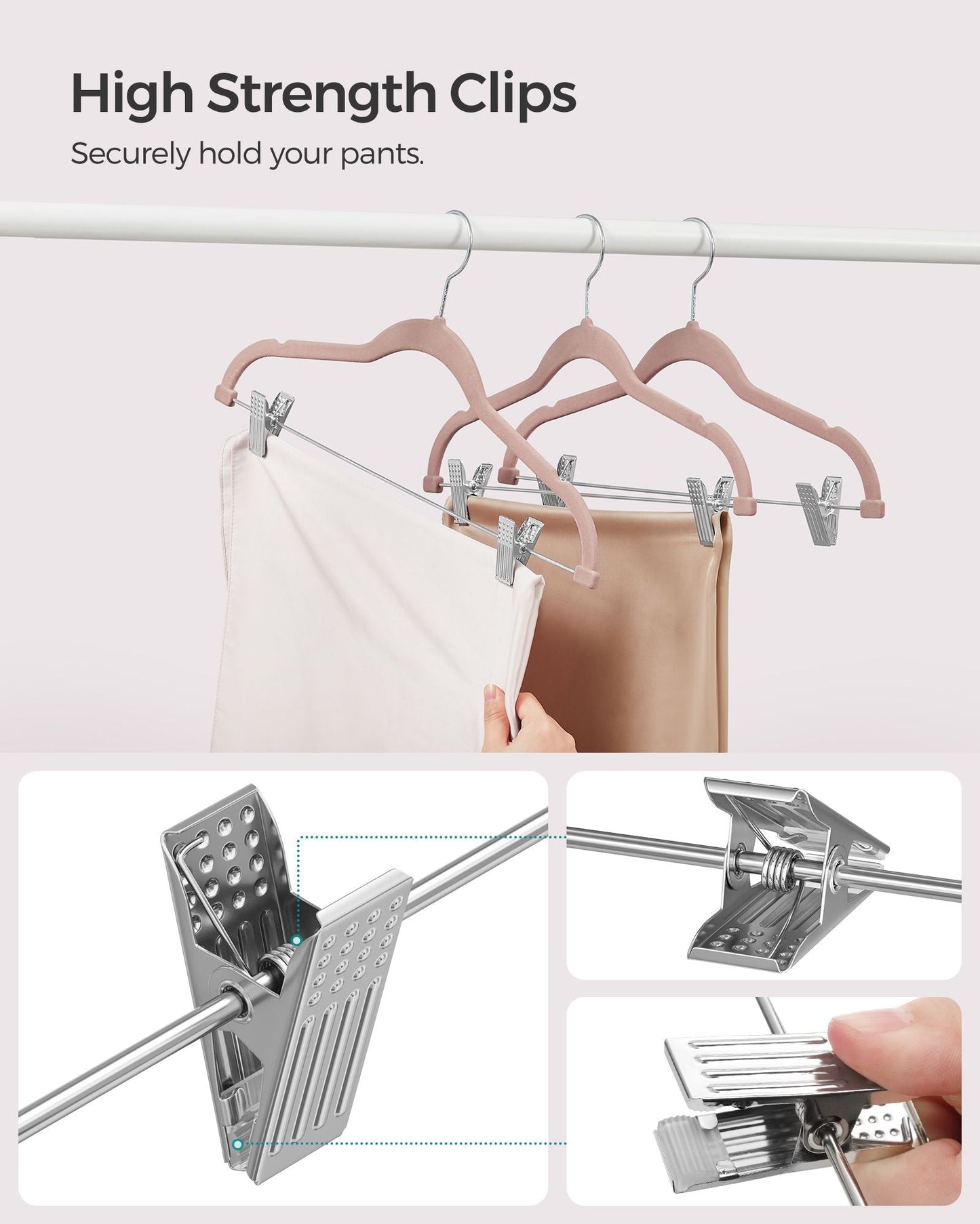 30-Pack Pants Hangers with Adjustable Clips