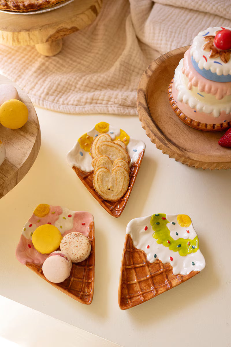 Ceramic Ice Cream Cone Snack Plate