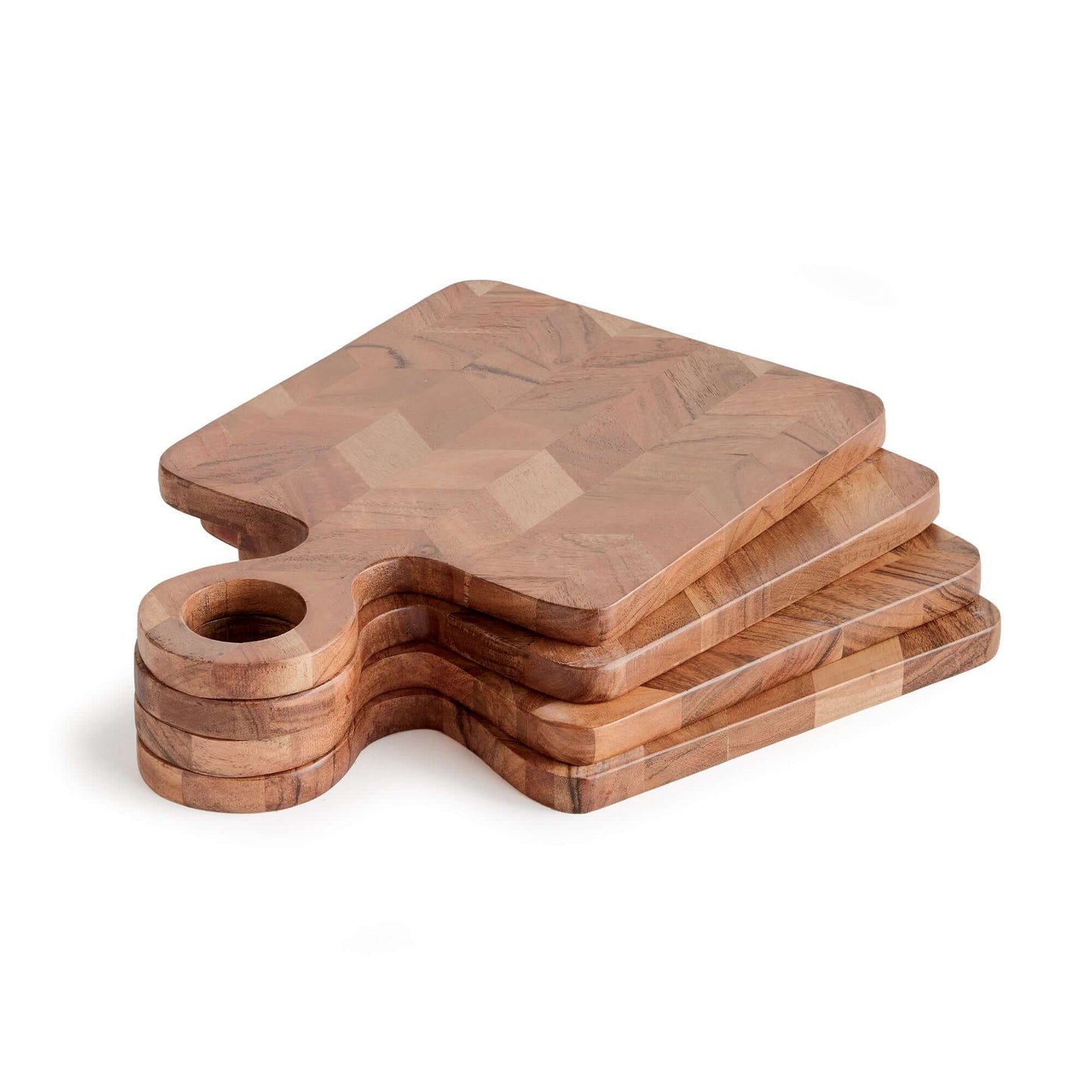 Chevron Acacia Wood Mini Serving Boards (Set of 4)