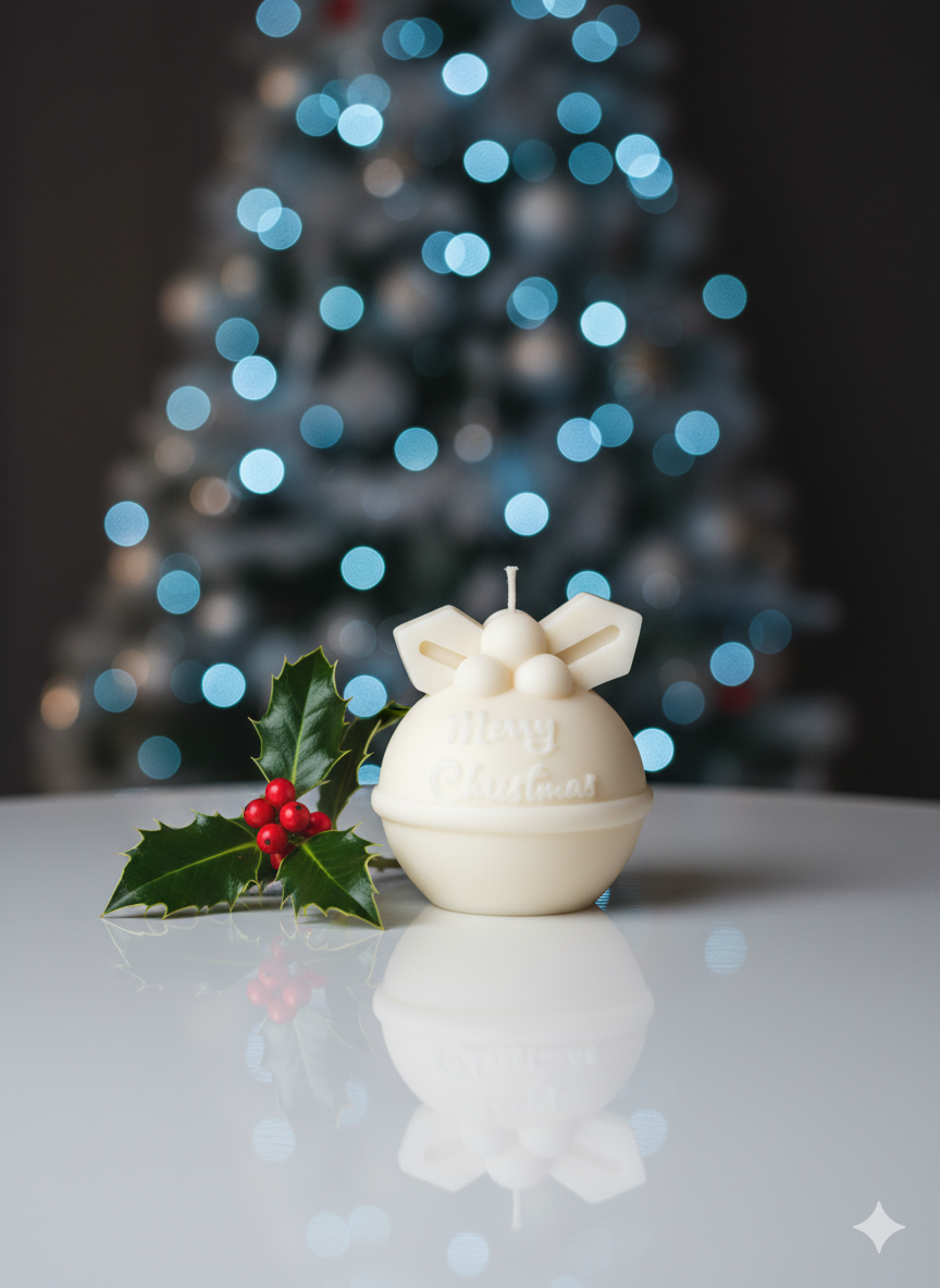 Round Bell Christmas Candle - Festive Holiday Decor for Your Home