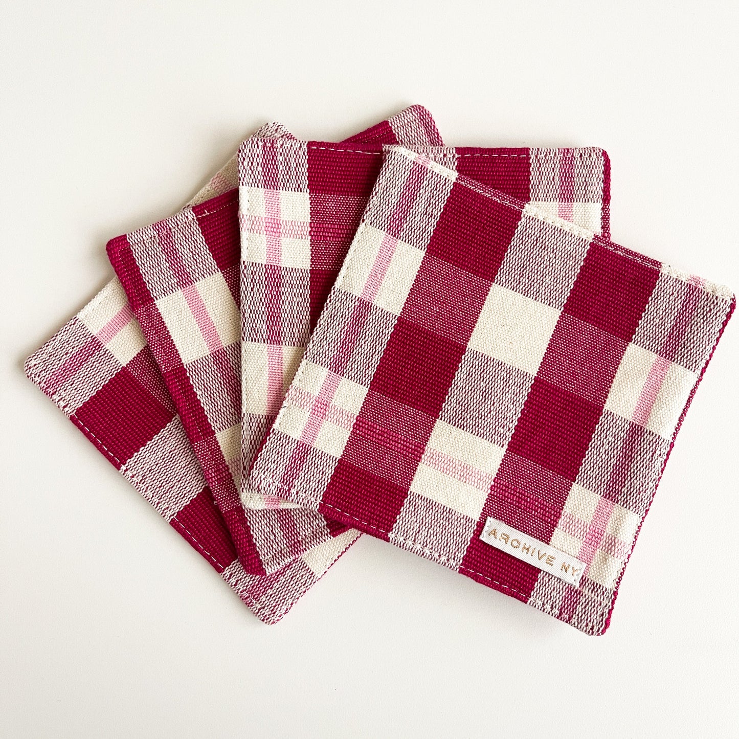 Abigail Cranberry Plaid Coasters