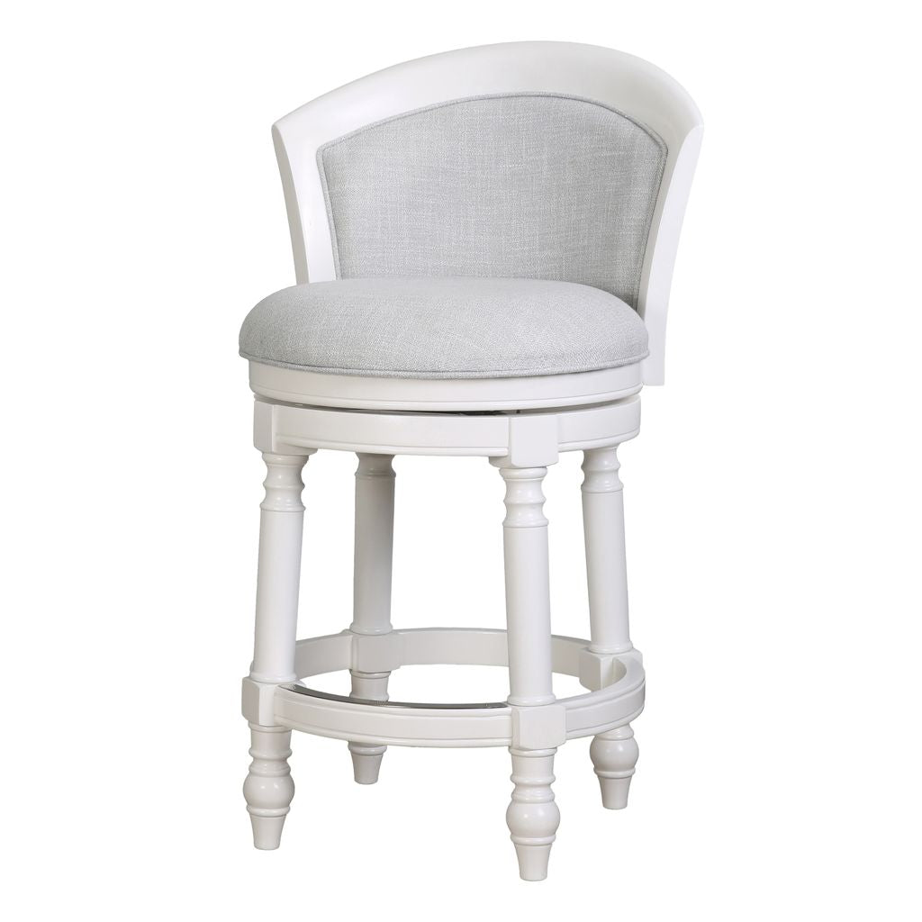 Kitty Hawk Swivel Stool in White & Light Grey with solid wood construction and elegant design
