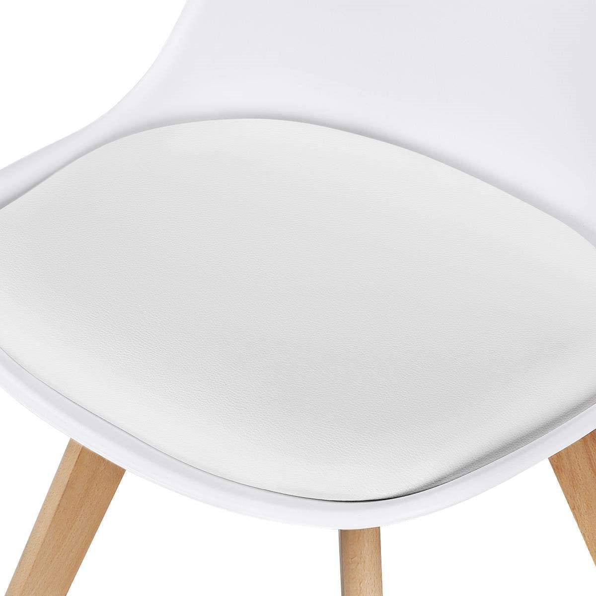 Set of 4 Modern White Shell Dining Chair Upholstered Padded Seat w/ Beechwood Legs