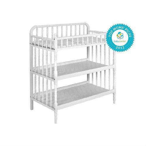 White Wood Changing Table with 1-inch Waterproof Changing Pad