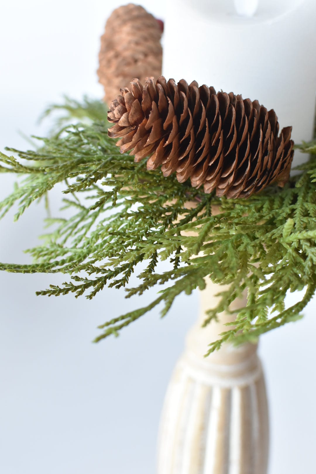 11" Faux Cedar Candle Ring With Pinecones/Berries (Fits up to a 3" Pillar Candle) CR2