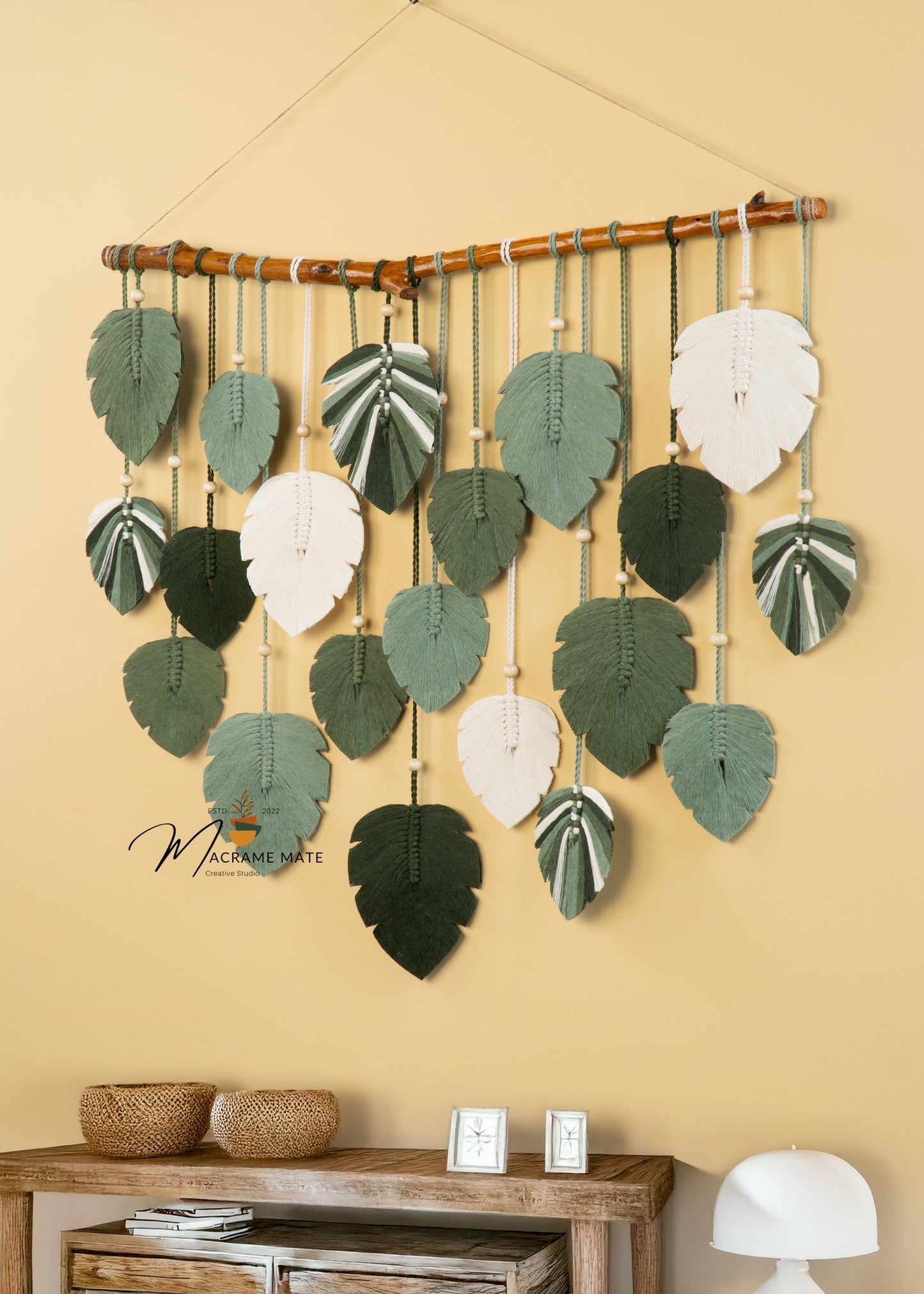Elodie Monstera Mixed Macrame Leaves Wall Hanging