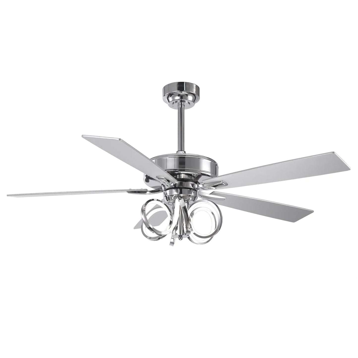 52 Inch Levi Double-sided Blades Downrod Mount LED Ceiling Fan with Remote Control