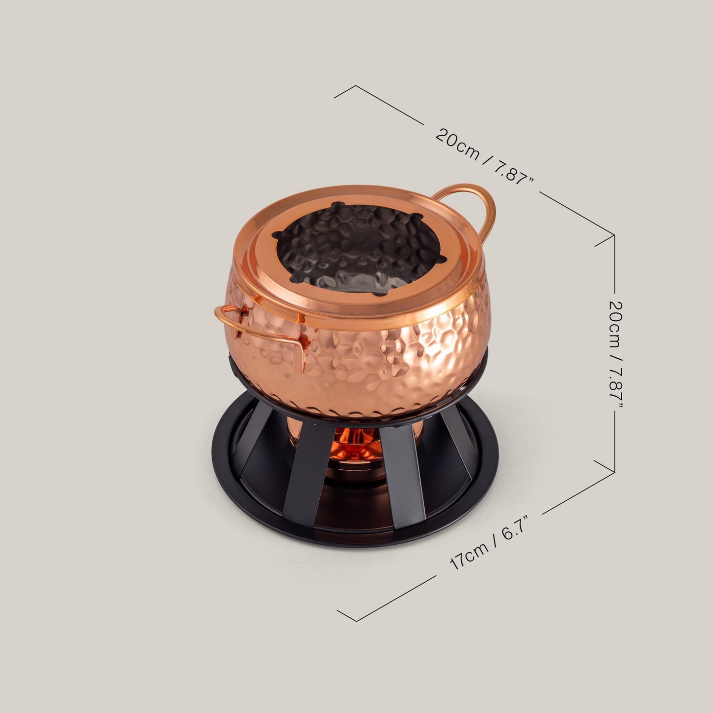 Biel Copper-Plated Oil / Broth Fondue Set