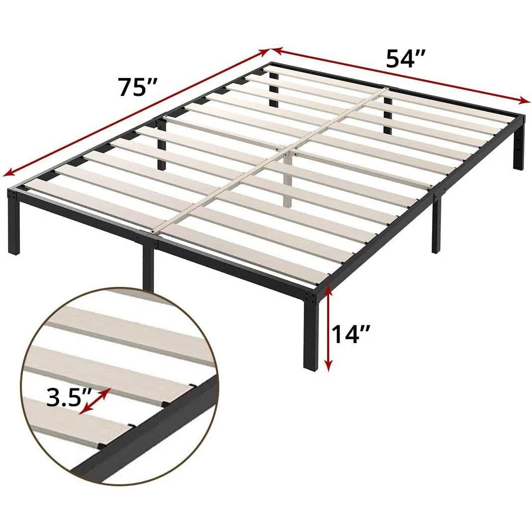 Bed frame with dimensions labeled on a white background