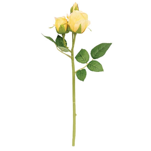 Blooming Soft Yellow Roses Pick - 17"