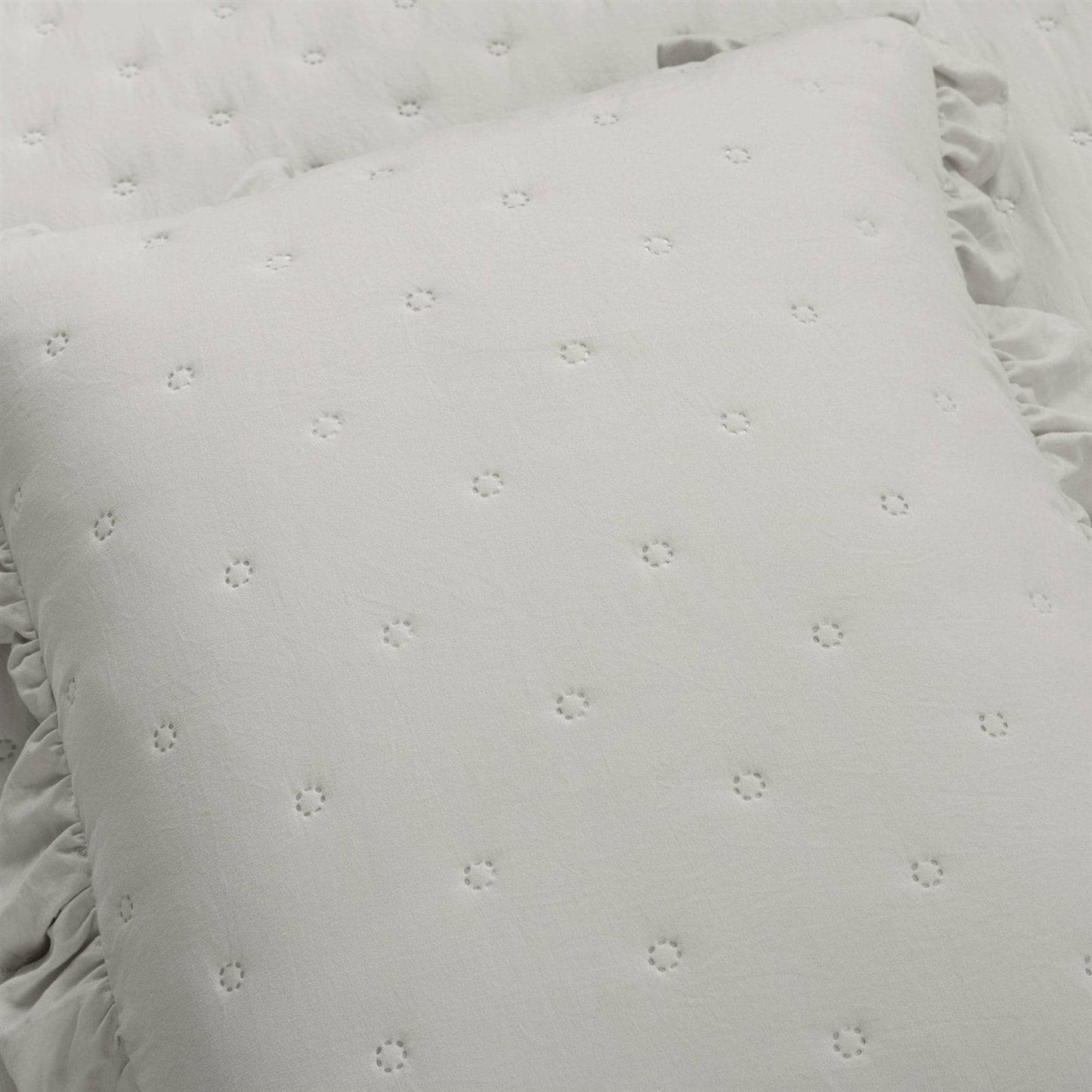 King Size Lightweight Grey Ruffle Reversible Oversized 3 Piece Quilt Set