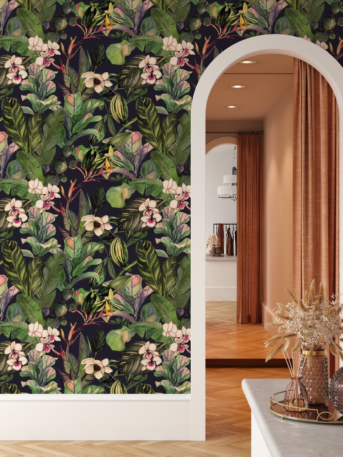 Green Biophilic Tropical Wallpaper