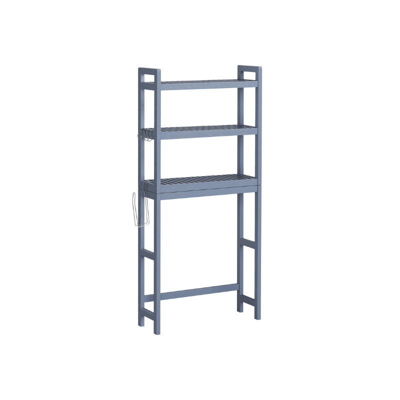 Over-the-Toilet Storage, 3-Tier Bamboo Bathroom Organizer with Adjustable Shelves, Multifunctional Toilet Rack, Static Load Capacity 33 lb per Tier, Easy to Assemble, Gray