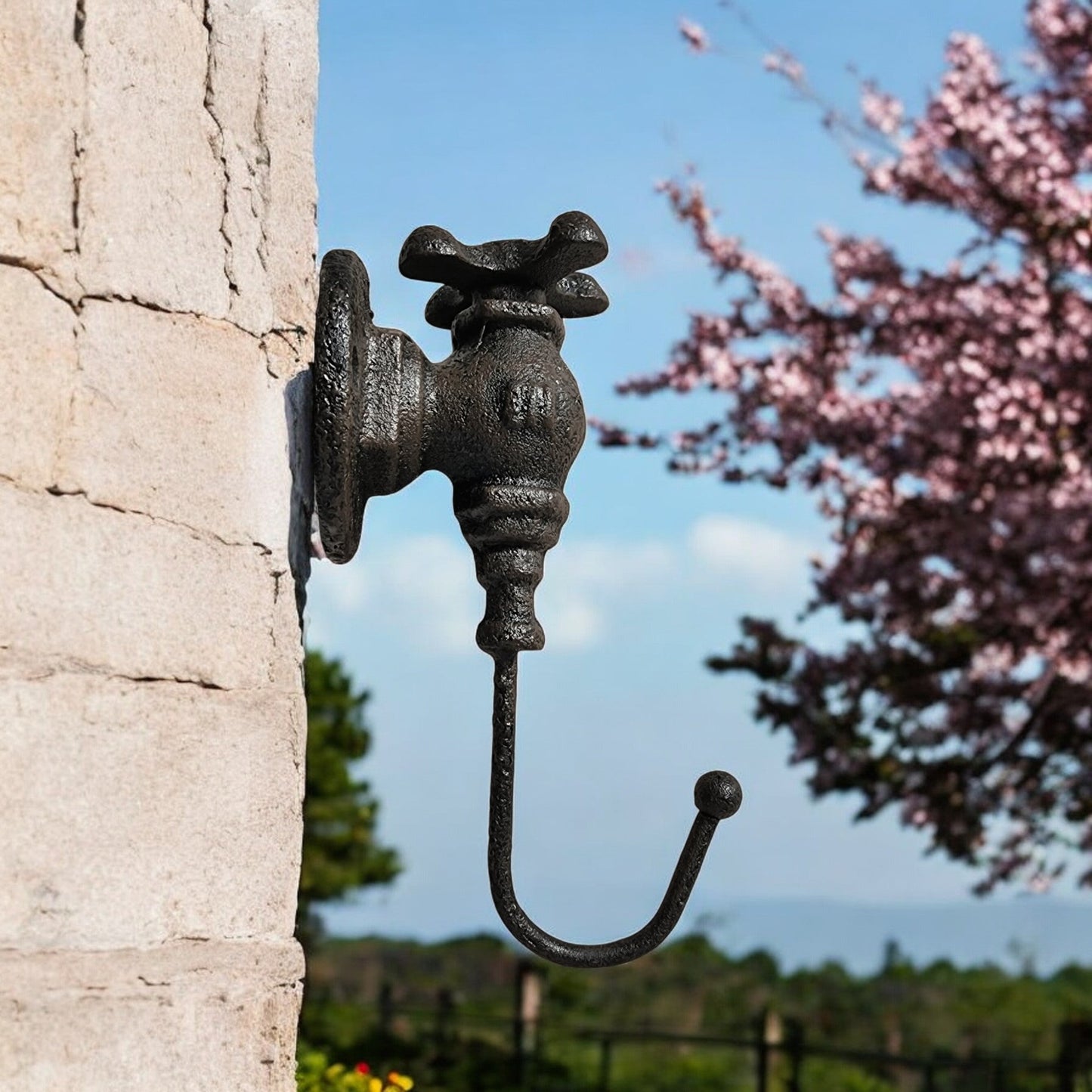 Vintage Cast Iron Faucet Hook, Industrial Farmhouse Wall Accent