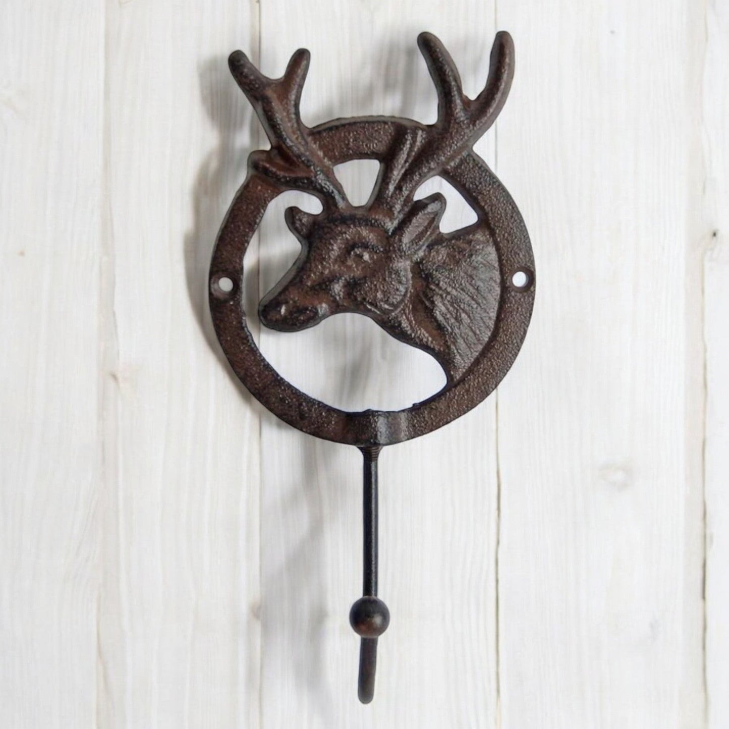 Cast Iron Deer Head Hook, Vintage Woodland Wall Accent