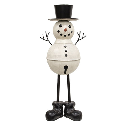 Distressed Metal Standing Top Hat Snowman - 21"H