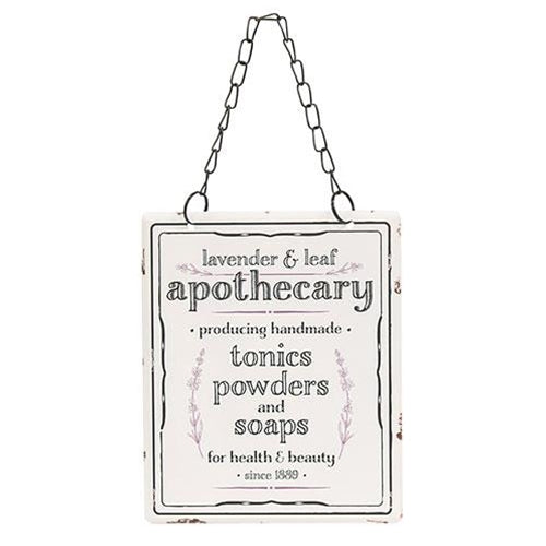 Lavender & Leaf Apothecary Hanging Metal Sign