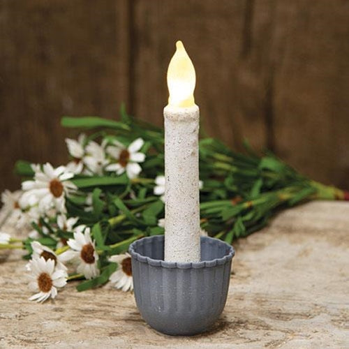 Graywashed Metal Fluted Candle Cup