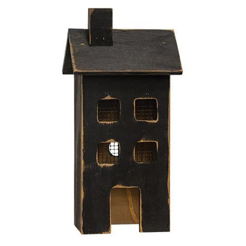 Distressed Wooden Medium Black Light Up House