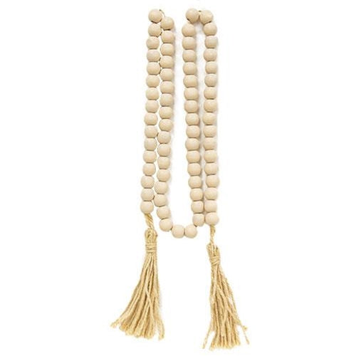 Ivory Wood Bead Garland 60"