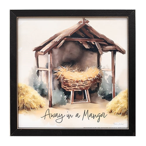 Away in a Manger Framed Print 8" Sq.
