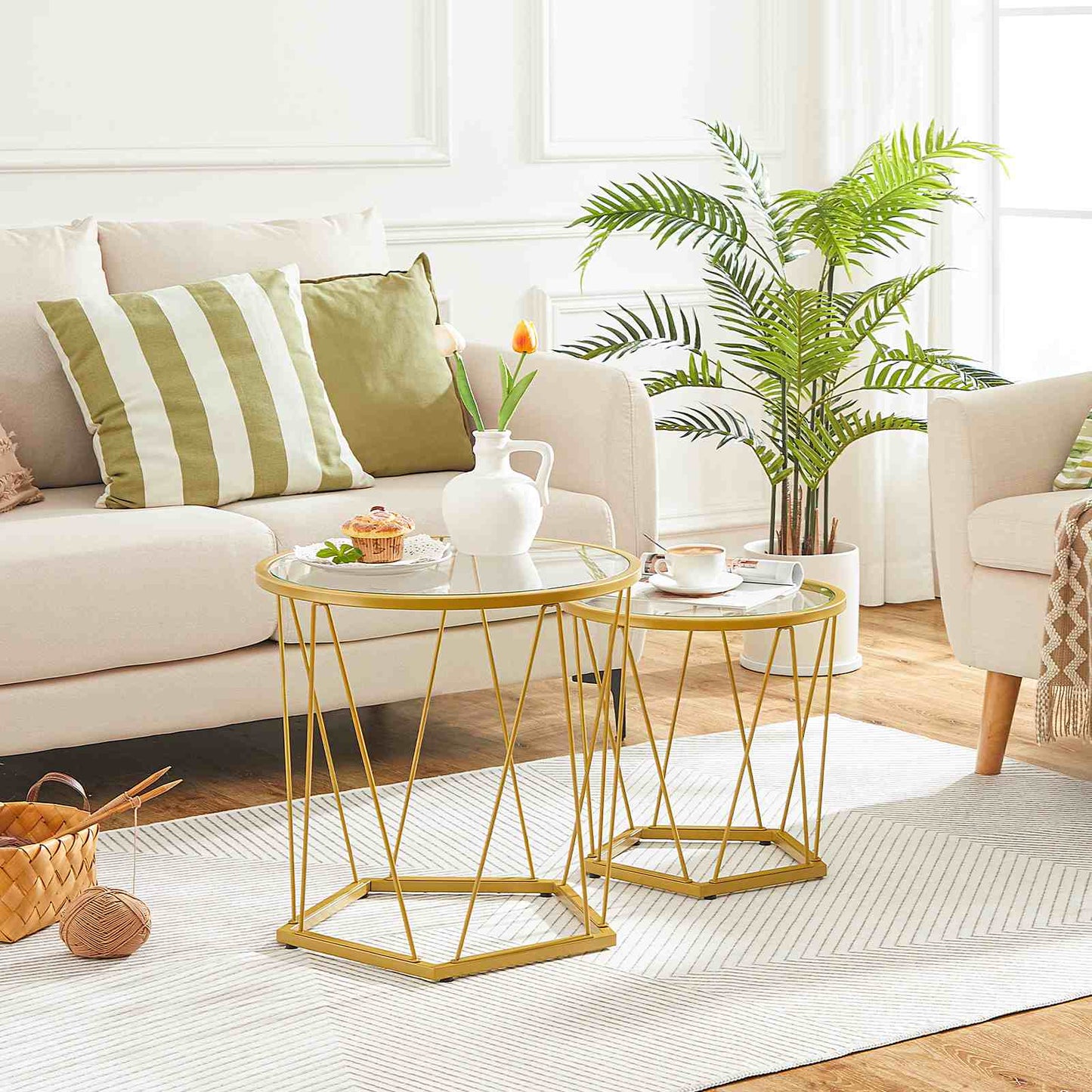 round coffee table set of 2 - gold