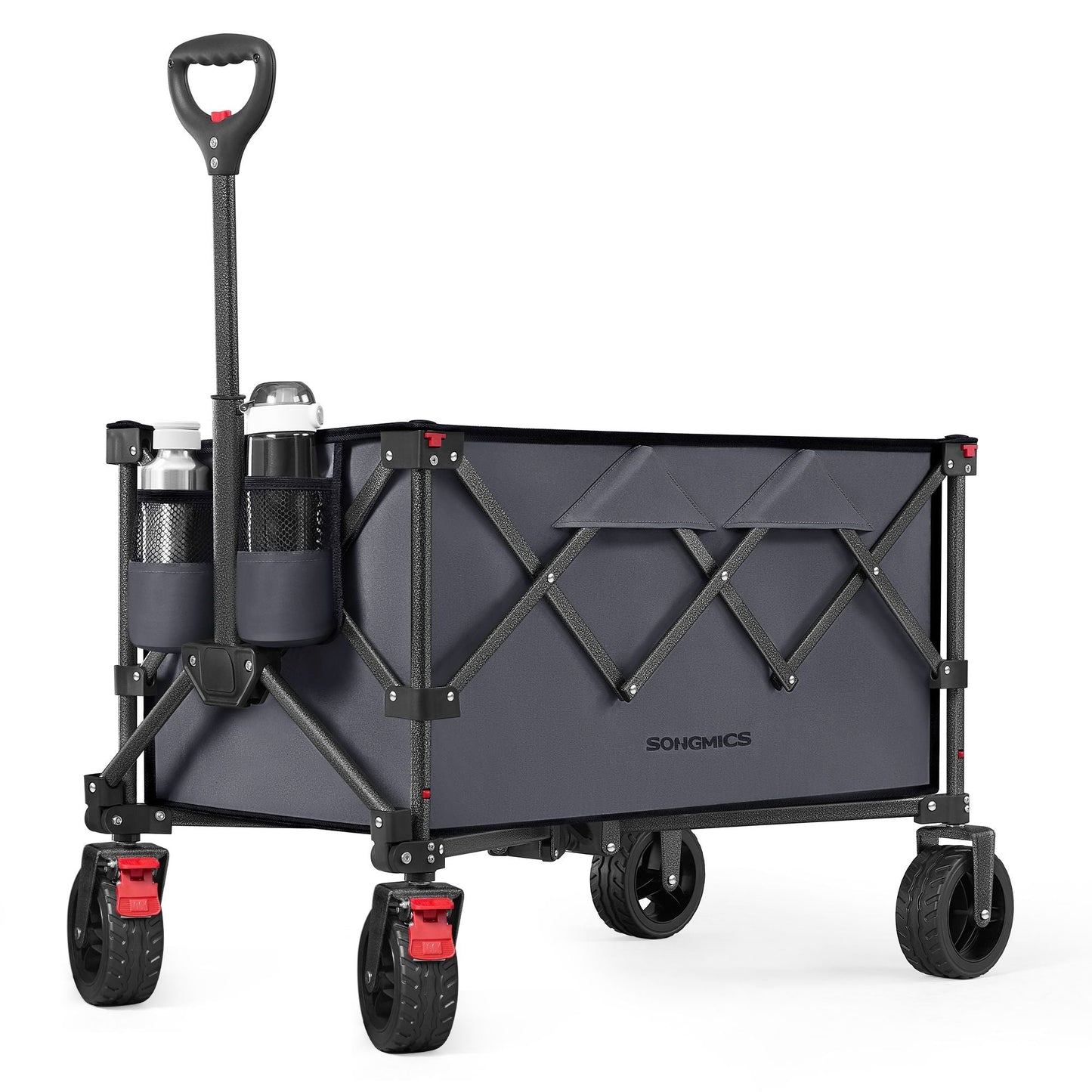 Folding Wagon, Camping Wagon Collaspible with Handle, 40 Gallons, Holds up to 330 lb, 4 Removable Wheels, Utility Garden Cart for Outdoor, Space-Saving, Slate Gray