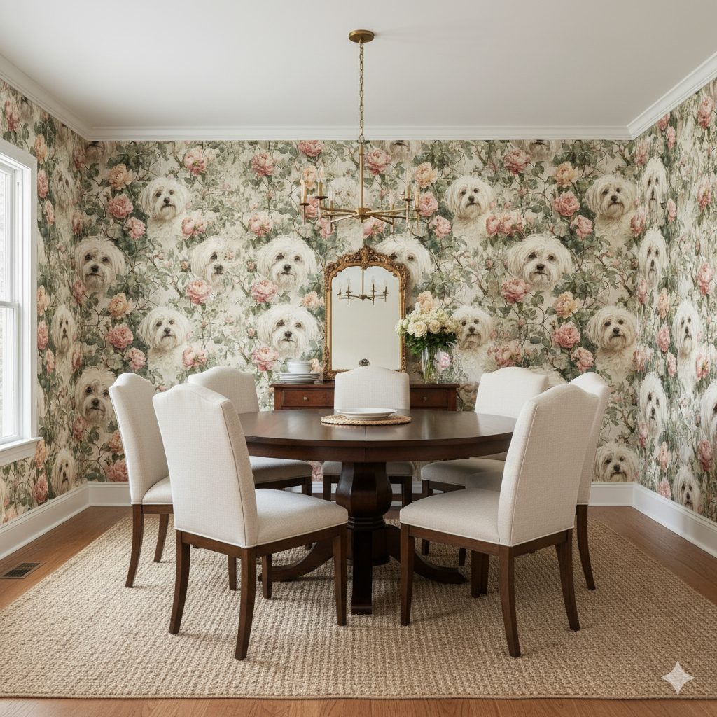 Rose Cottage Maltese Wallpaper