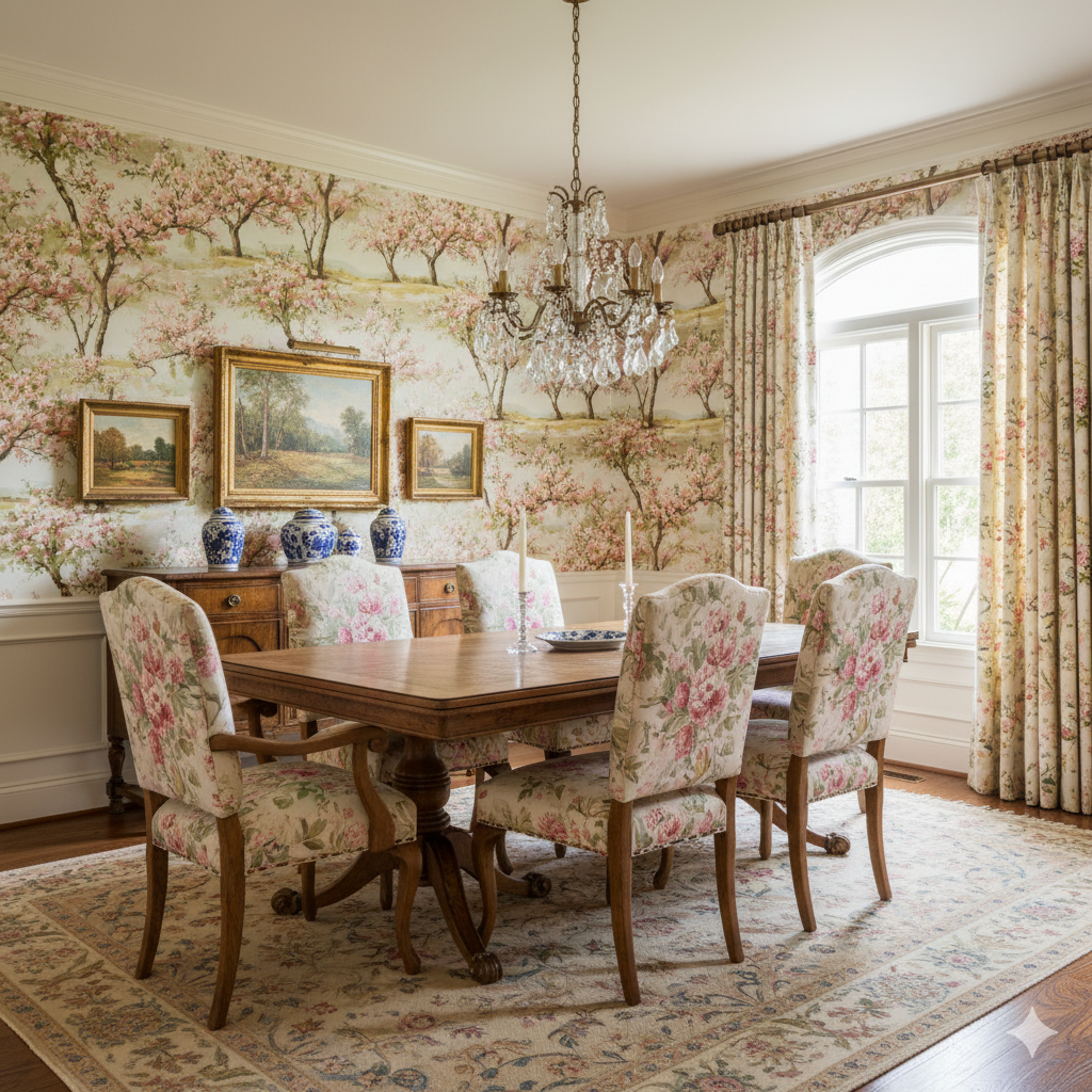 Orchard Blossom Rows Wallpaper