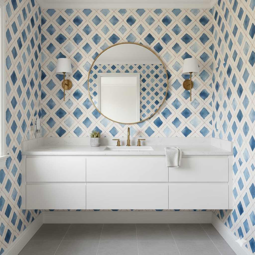 Indigo Lattice Wallpaper