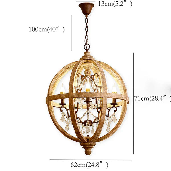 Astra - Retro Solid Wood LED Hanging Chandelier