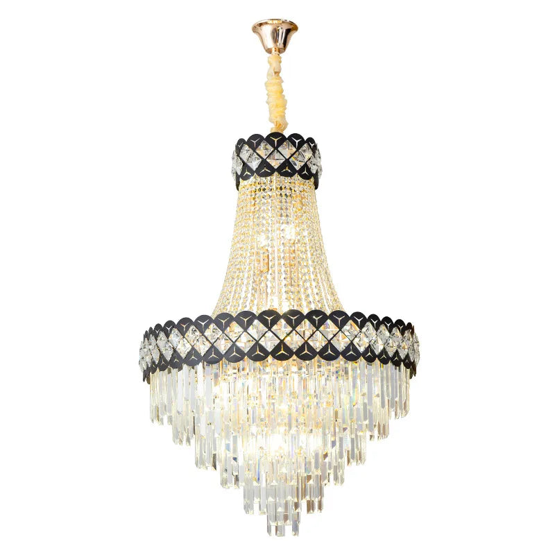 Duplex Building Crystal Chandelier - Post-Modern Light Luxury Elegance for Spiral Staircases, Halls, Villas, and Living Rooms with Suspended Gloss Lighting