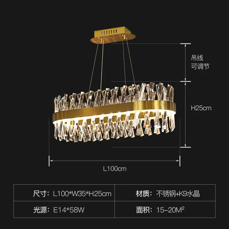 Luxury Crystal LED Chandelier - High-Quality K9 Ceiling Lighting Fixture for Elegant Living Rooms and Dining Spaces