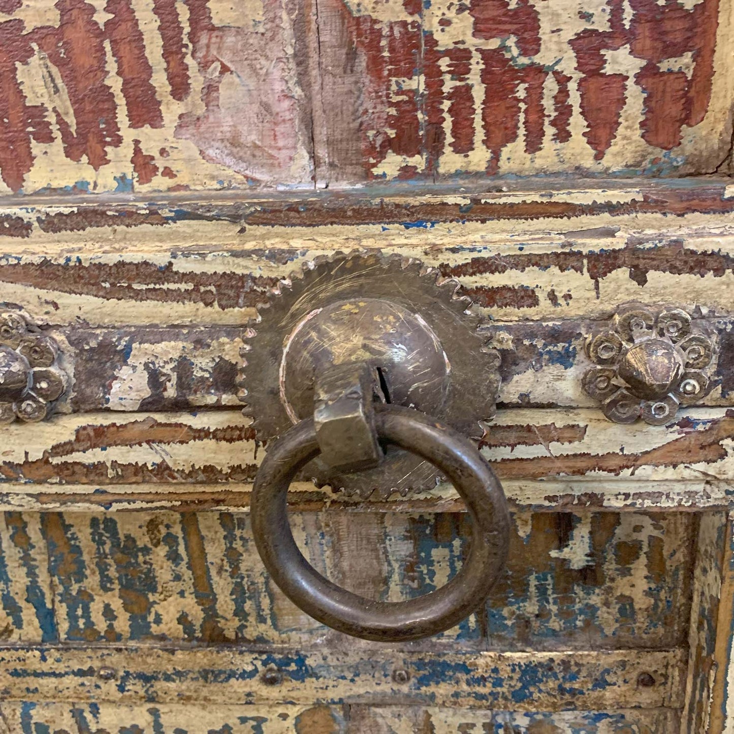 1900s Antique Door Upcycled 50" Tall Distressed Solid Wood Cabinet