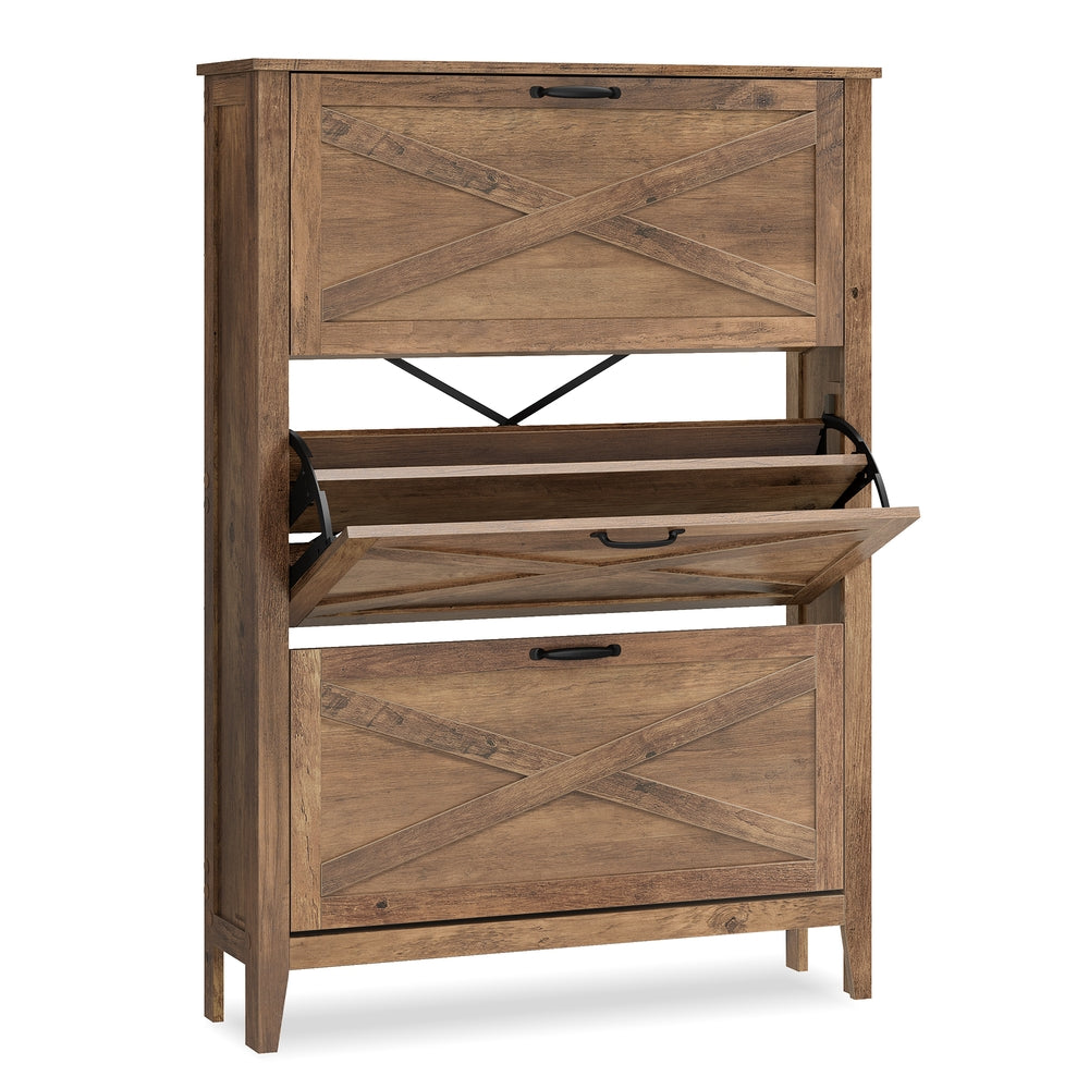 LIRY Collection - Shoe Storage Cabinet Organizer with 3 Flip Drawers