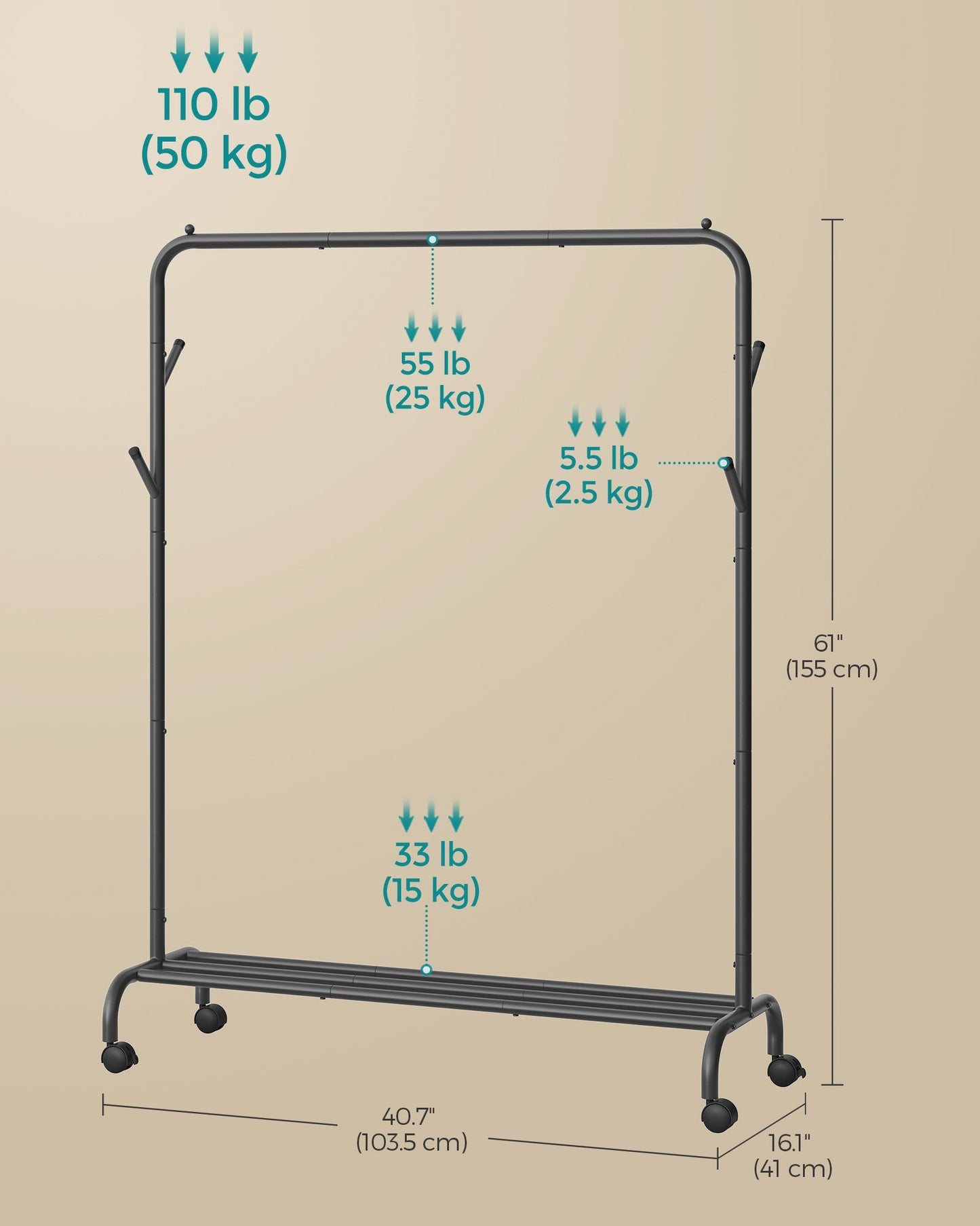 Clothes Rack for Hanging Clothes with Wheels